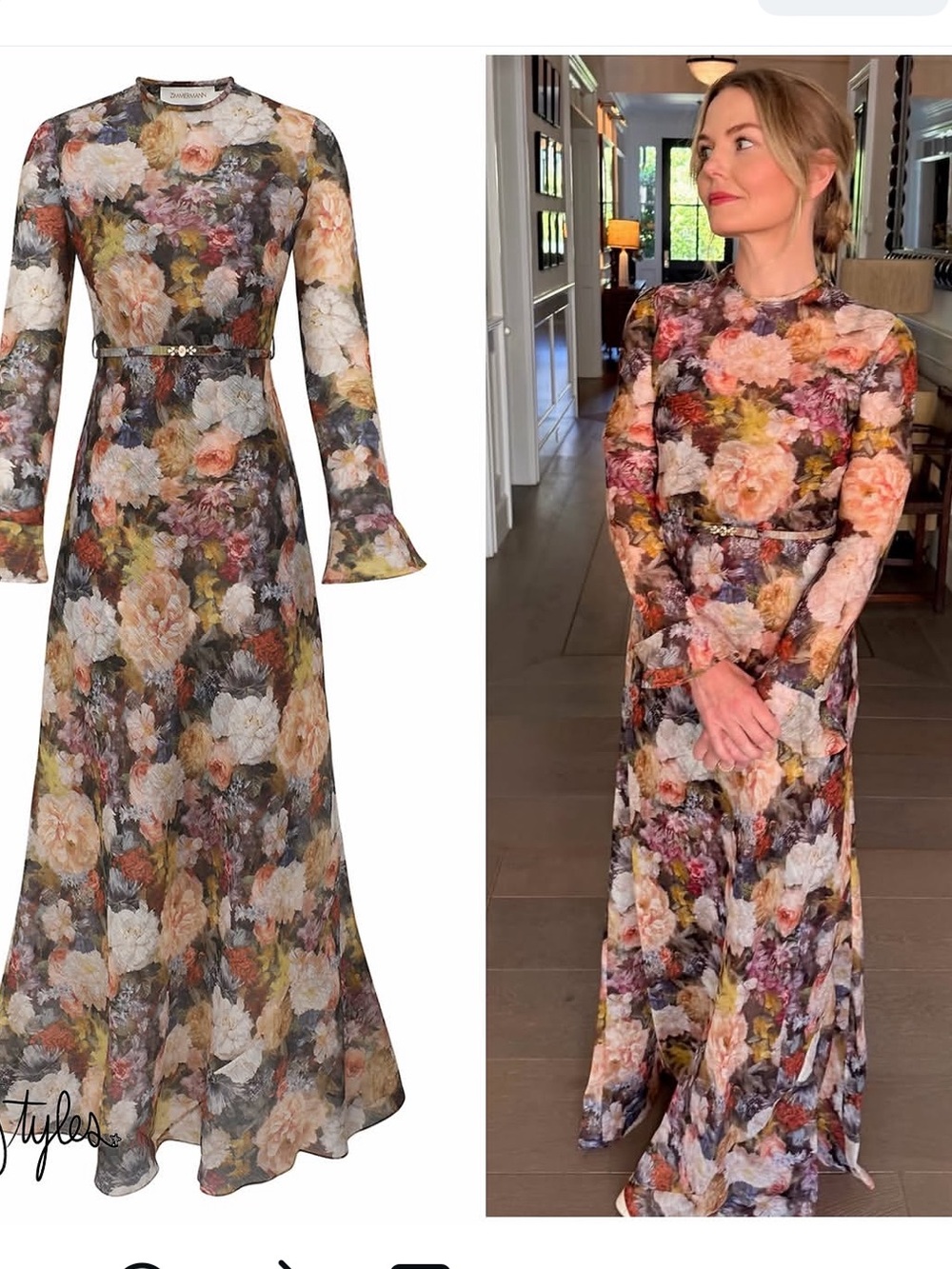Zimmermann Alchemy Floral Long Sleeve Linen & Silk Maxi Dress NWOT